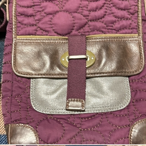 Fossil Quilted Purple and Brown Crossbody Bag - Picture 8 of 16